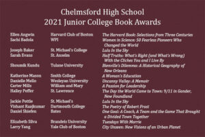 Chelmsford High School 2021 Junior College Book Awards