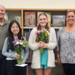 Seniors Jennifer Yu and Chloe Bentley were the recipients of the 2025 Parker and McCarthy Middle School scholarships. Pictured, left to right are Parker Middle School principal Josh Blagg, Yu, Bentley and McCarthy Middle School Assistant Principal Kerry Calobrisi.