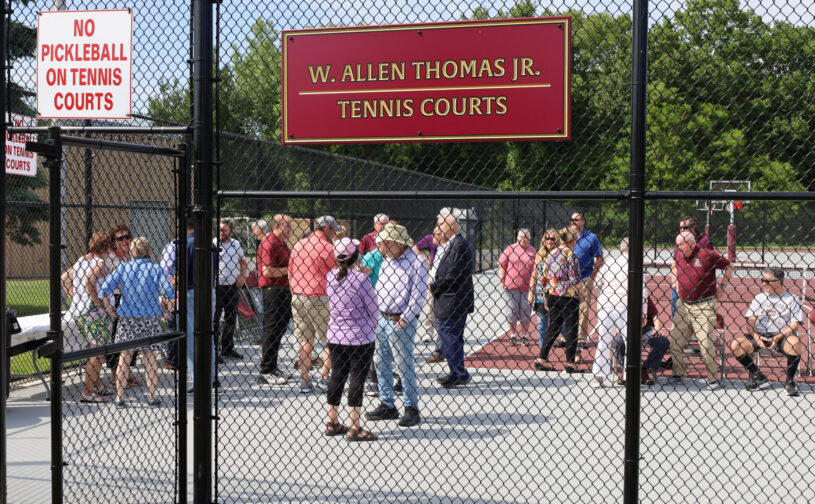 The tennis courts located behind Chelmsford High School were recently dedicated to Al Thomas, a former teacher, dean and principal at CHS.