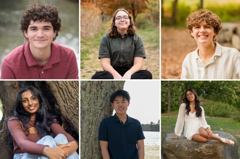 The Chelmsford High School Students of the Month for January 2026 are, clockwise from top left, Jayden LaRochelle, Reese Boucher, Miles Redding Cooper, Emily Tran, Danny Tseng and Anika Gurijala.