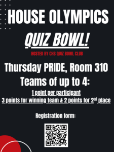 2026 CHS House Olympics Quiz Bowl Flyer