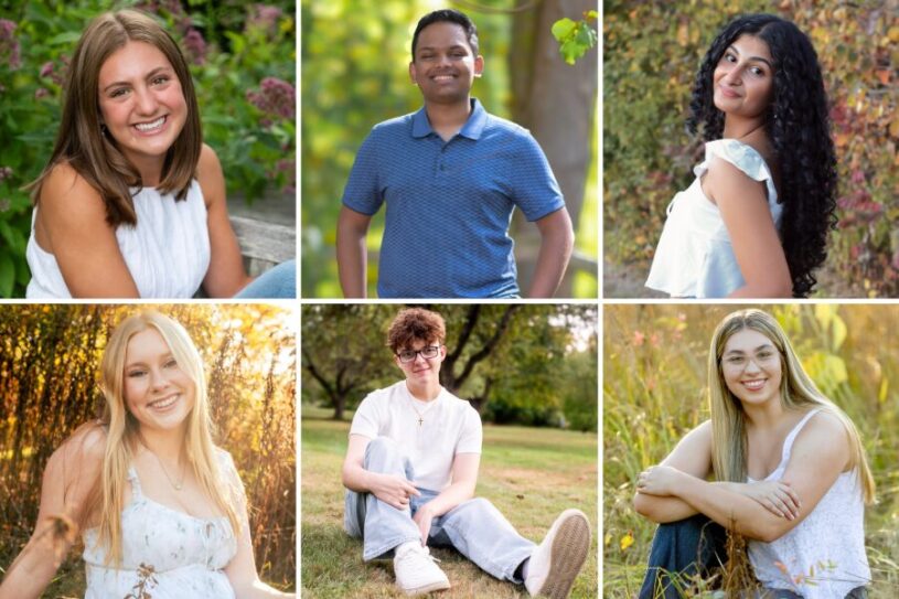 The Chelmsford High School Students of the Month for April 2026 are, clockwise from top left, Ava Boucher, Ayaan Srivastava, Misha Kapoor, Mia Troncoso, Michael Layes and Sara Antonitis.