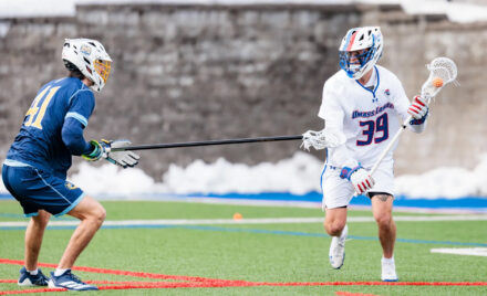 Chelmsford native Alex Lafreniere competing on the UMass Lowell men’s lacrosse team.