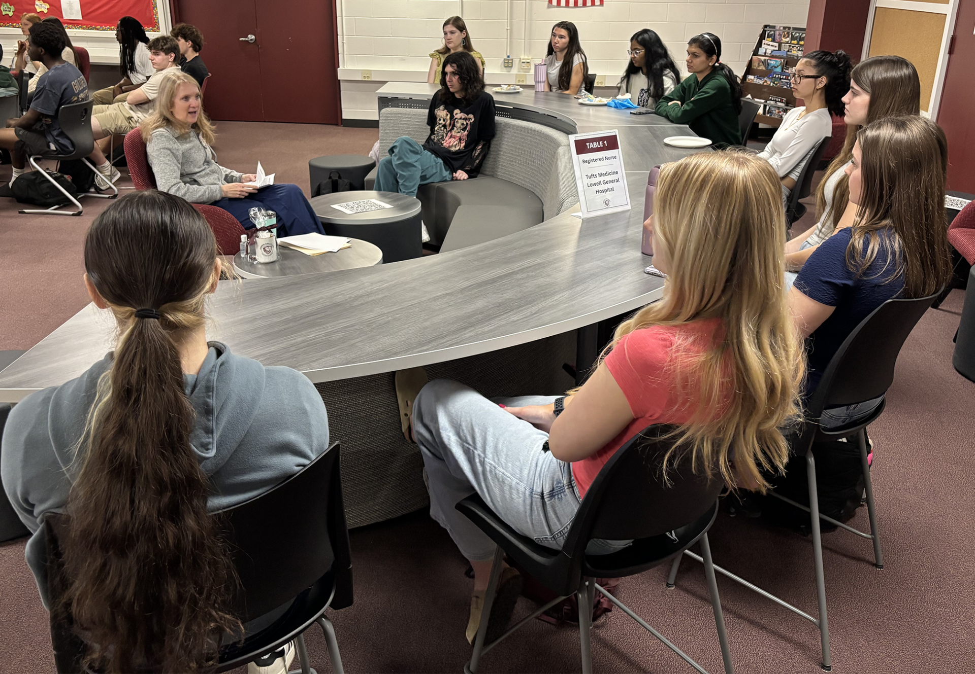 Chelmsford High School juniors attend the annual Career Exploration Breakfast, meeting with professionals to learn more about careers that interest them.