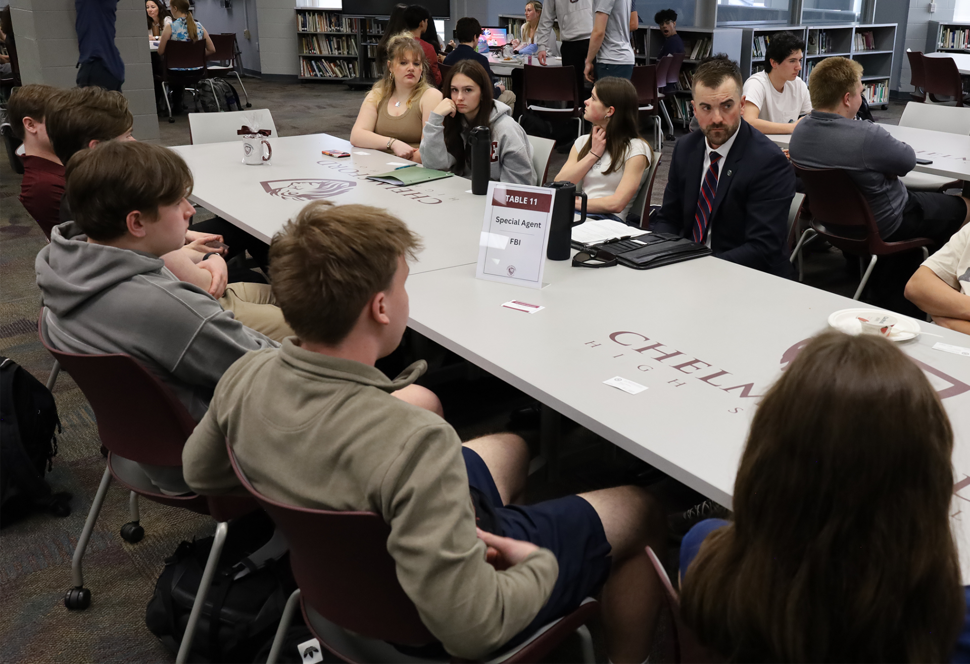 Chelmsford High School juniors attend the annual Career Exploration Breakfast, meeting with professionals to learn more about careers that interest them.