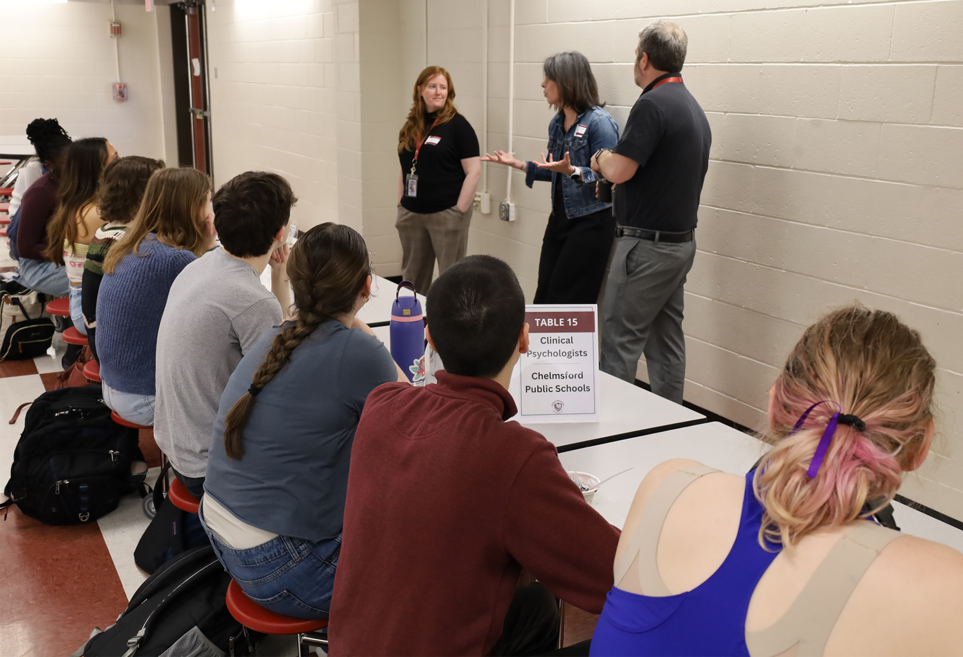 Chelmsford High School juniors attend the annual Career Exploration Breakfast, meeting with professionals to learn more about careers that interest them.