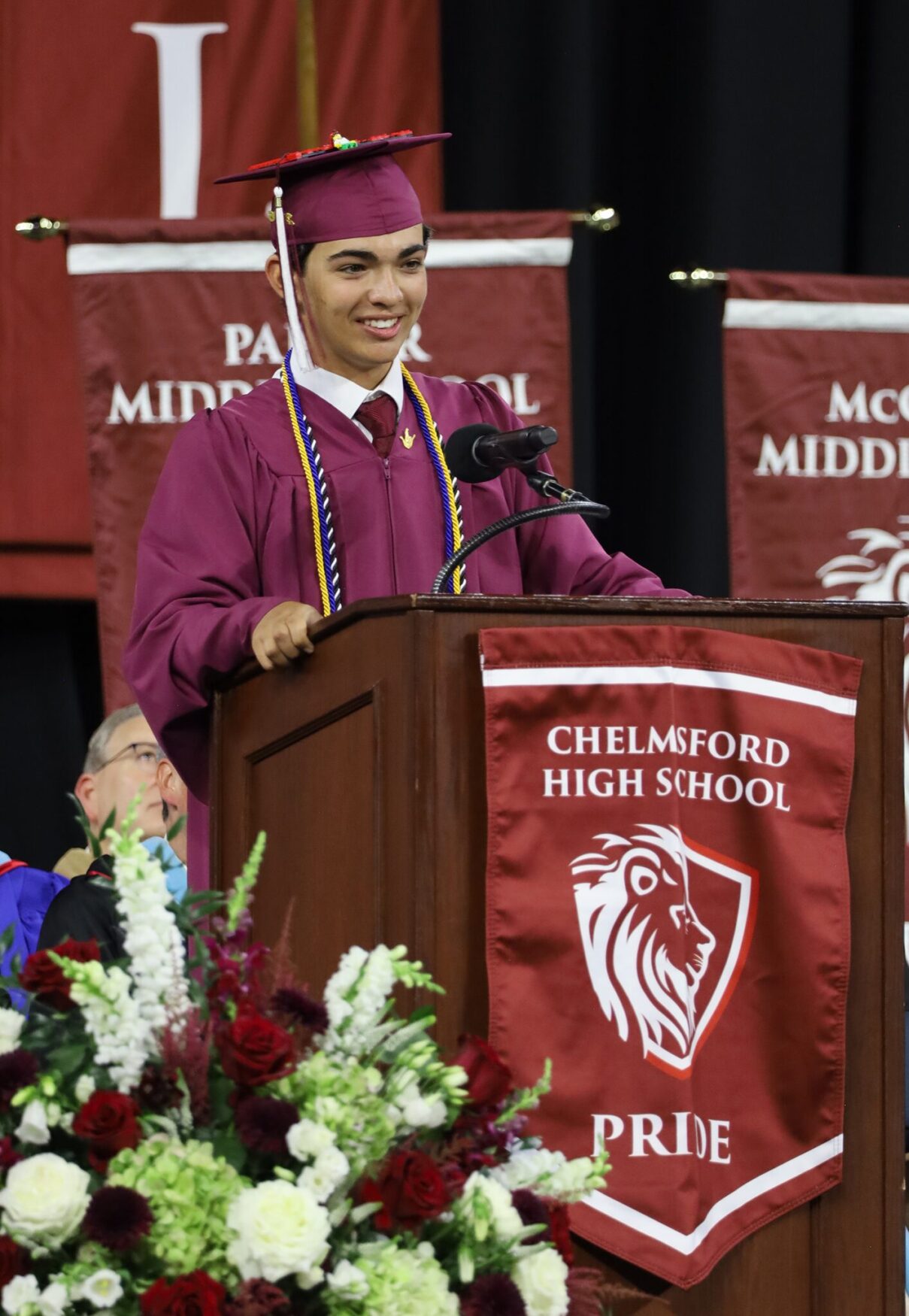 Cody DiStasi Prez Chelmsford High School's Class of 2026 President Cody DiStasi gives his address during Graduation on June 6, 2026.