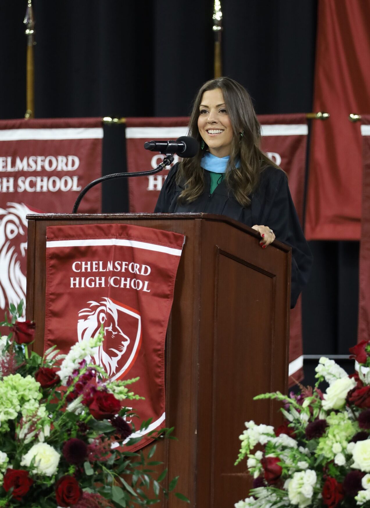 Jen Orsini Speaker Faculty speaker Jennifer Orsini, a counselor for Whittier House, gives her address to those gathered for the graduation of Chelmsford High School's Class of 2026 on June 6.