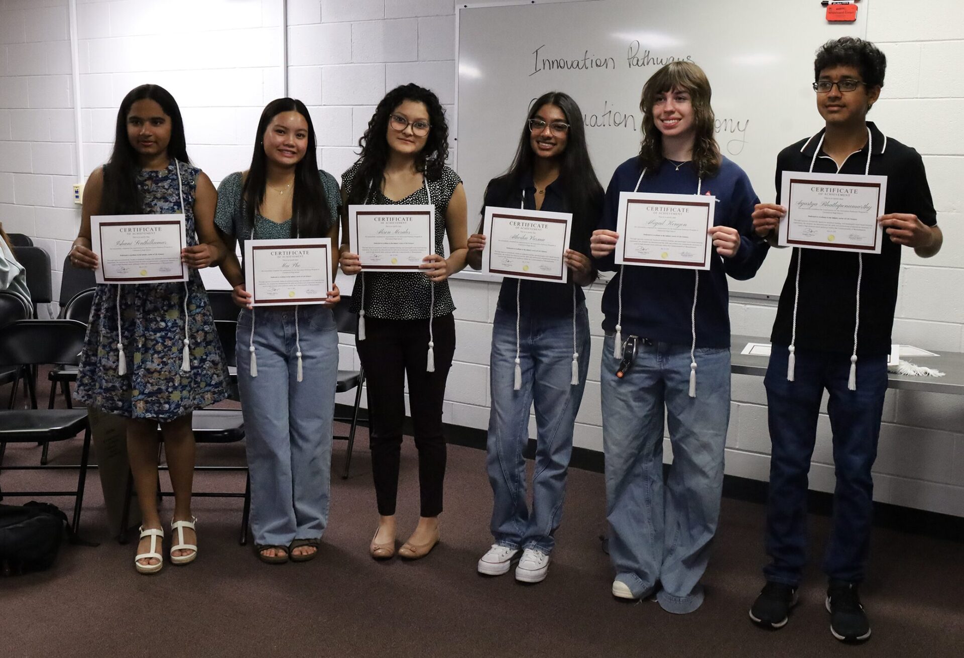 Chelmsford High School seniors who completed the Life Sciences Pathway through the school's Innovation Pathways Program.