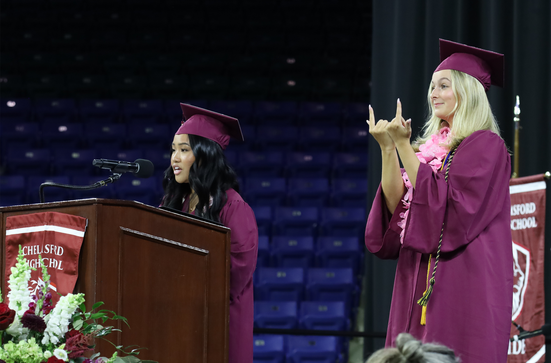 Pledge of Allegiance The Pledge of Allegiance is led by Class of 2026 Secretary Ava Sak and signed by Riley Bridge during Chelmsford High School's Graduation ceremony on June 6, 2026.