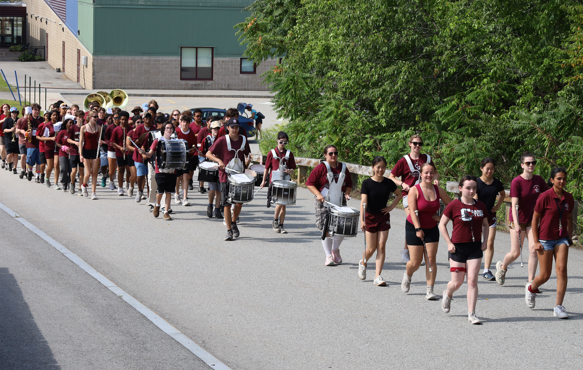 The Chelmsford High Marching Band performs during the 2026 preview show on Thursday, Aug. 27.