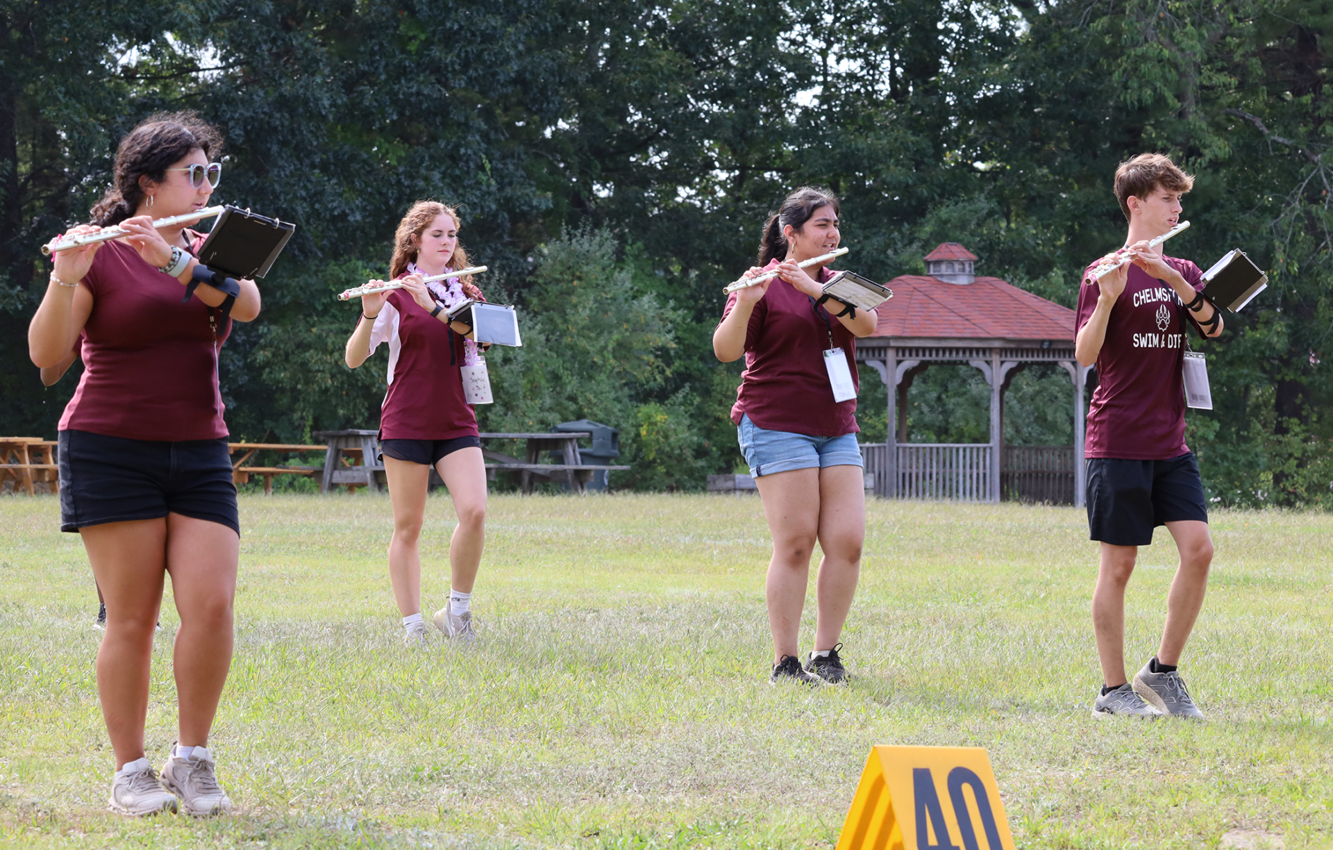 The Chelmsford High Marching Band performs during the 2026 preview show on Thursday, Aug. 27.