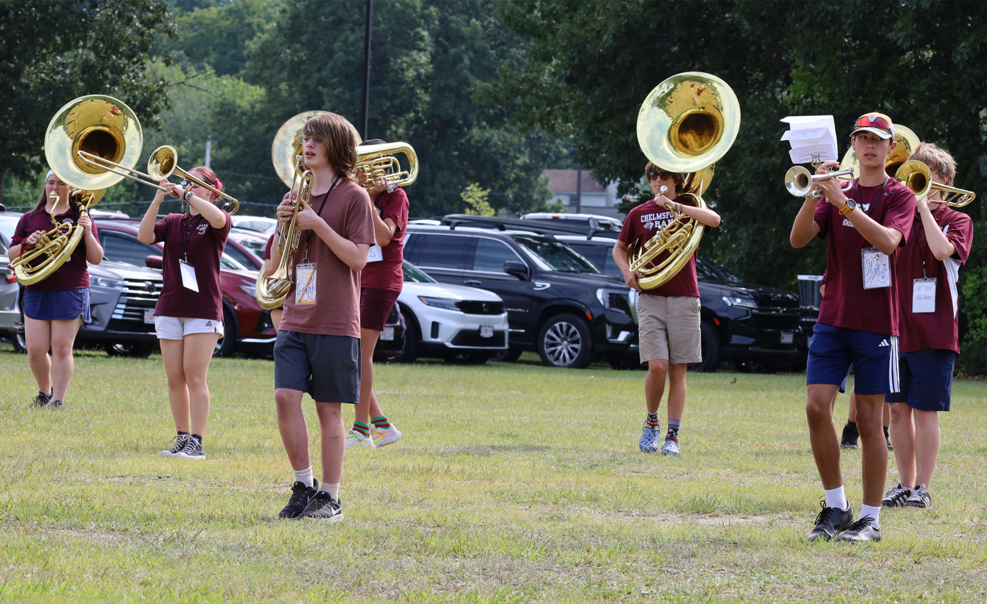 The Chelmsford High Marching Band performs during the 2026 preview show on Thursday, Aug. 27.