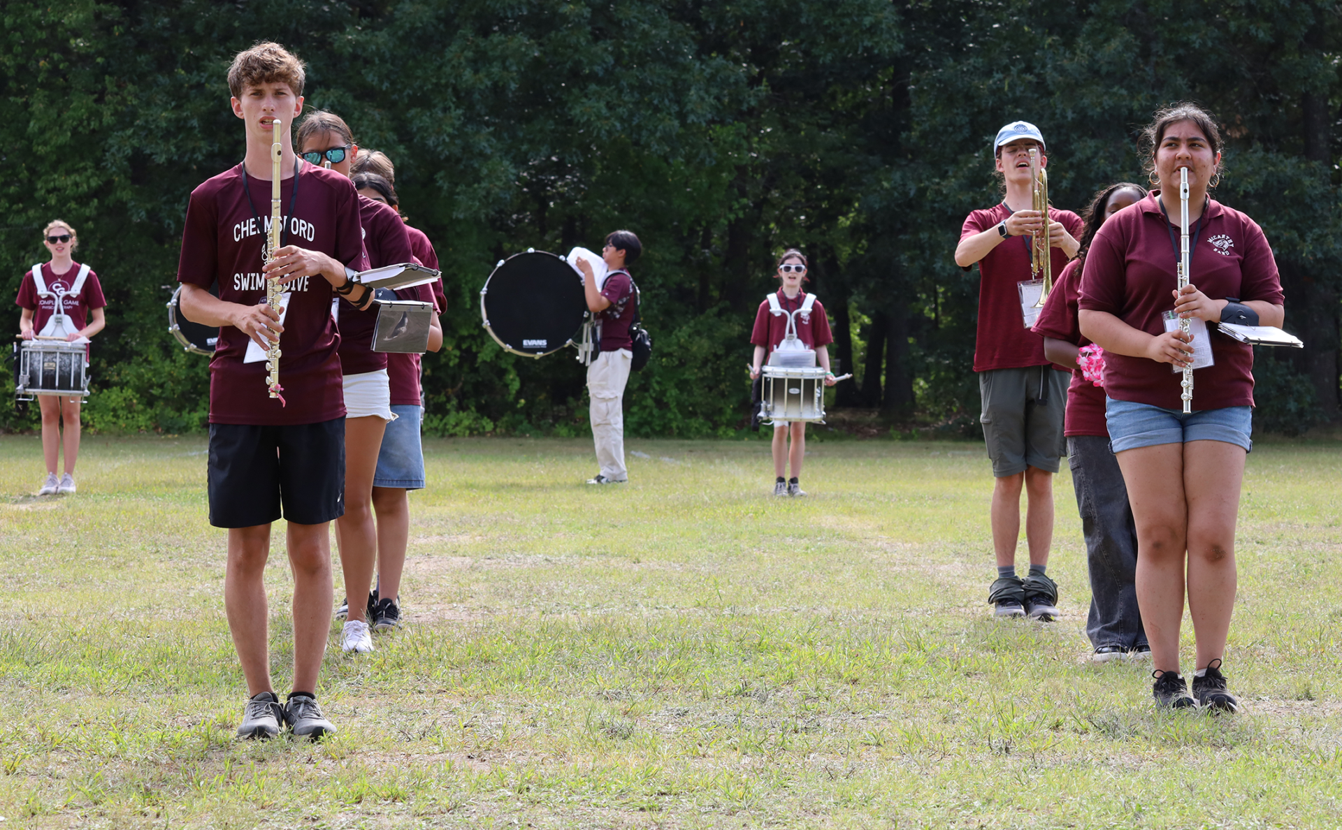 The Chelmsford High Marching Band performs during the 2026 preview show on Thursday, Aug. 27.