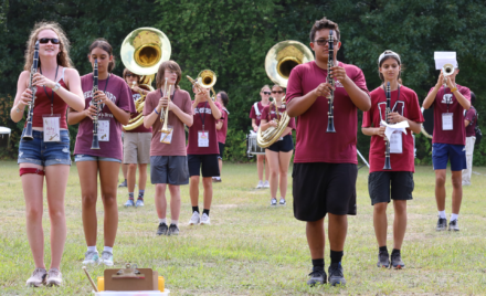 The Chelmsford High Marching Band performs during the 2026 preview show on Thursday, Aug. 27.