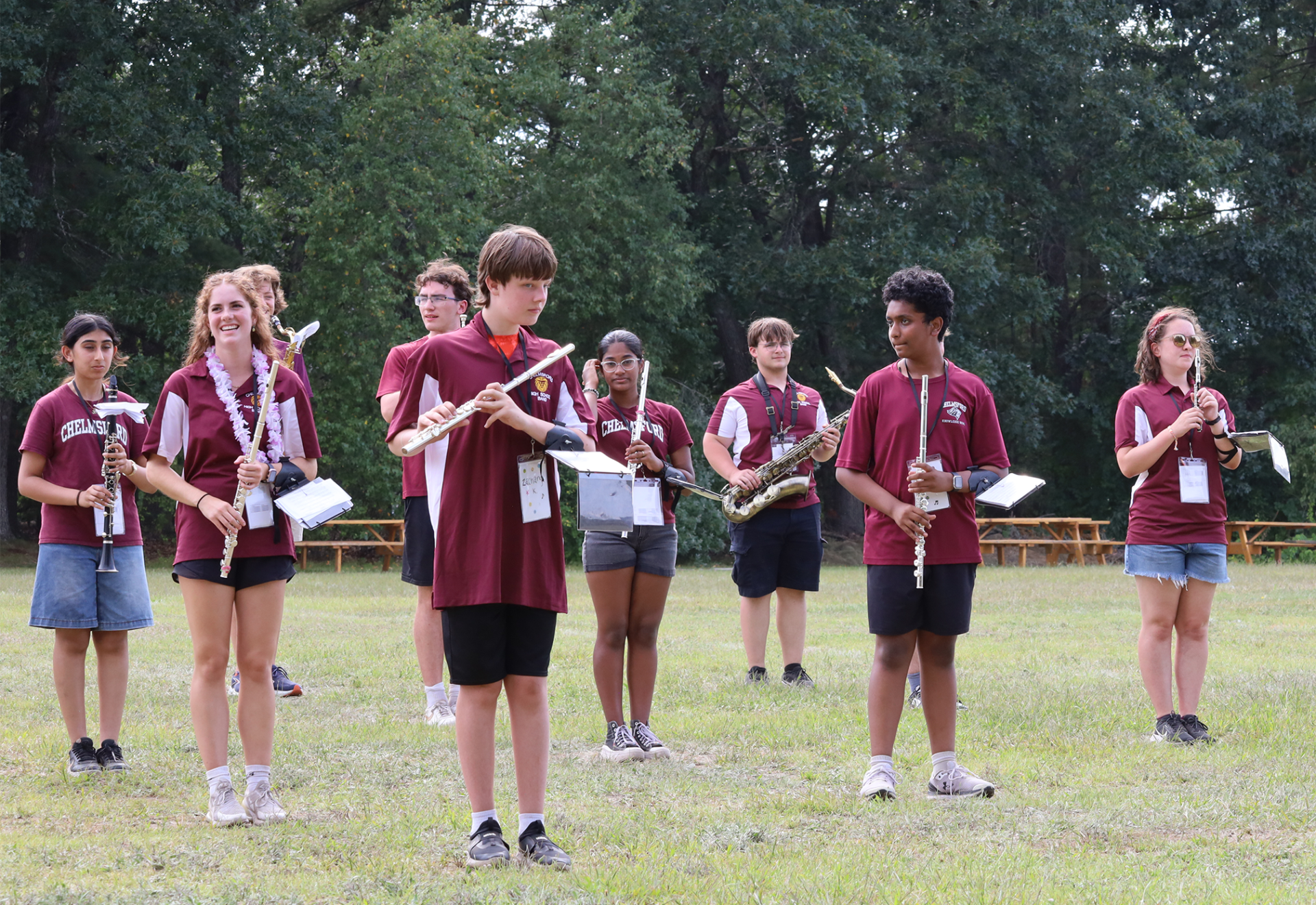 The Chelmsford High Marching Band performs during the 2026 preview show on Thursday, Aug. 27.