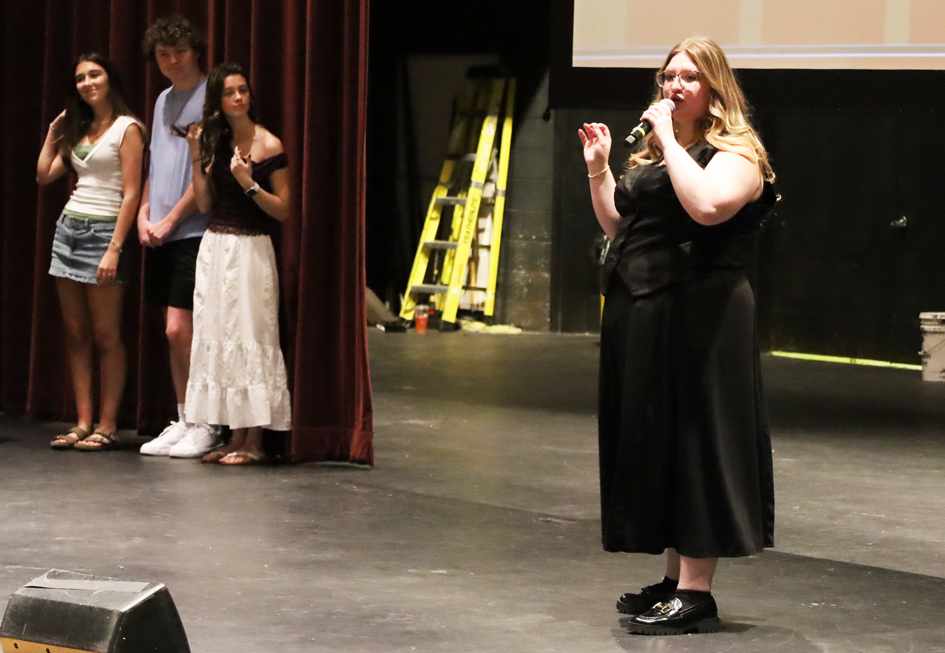 Lila Gordon, the new CHS Theatre Guild director, shares information with the students and their families in attendance during the Guild's Open House on Wednesday, Sept. 2, 2026.