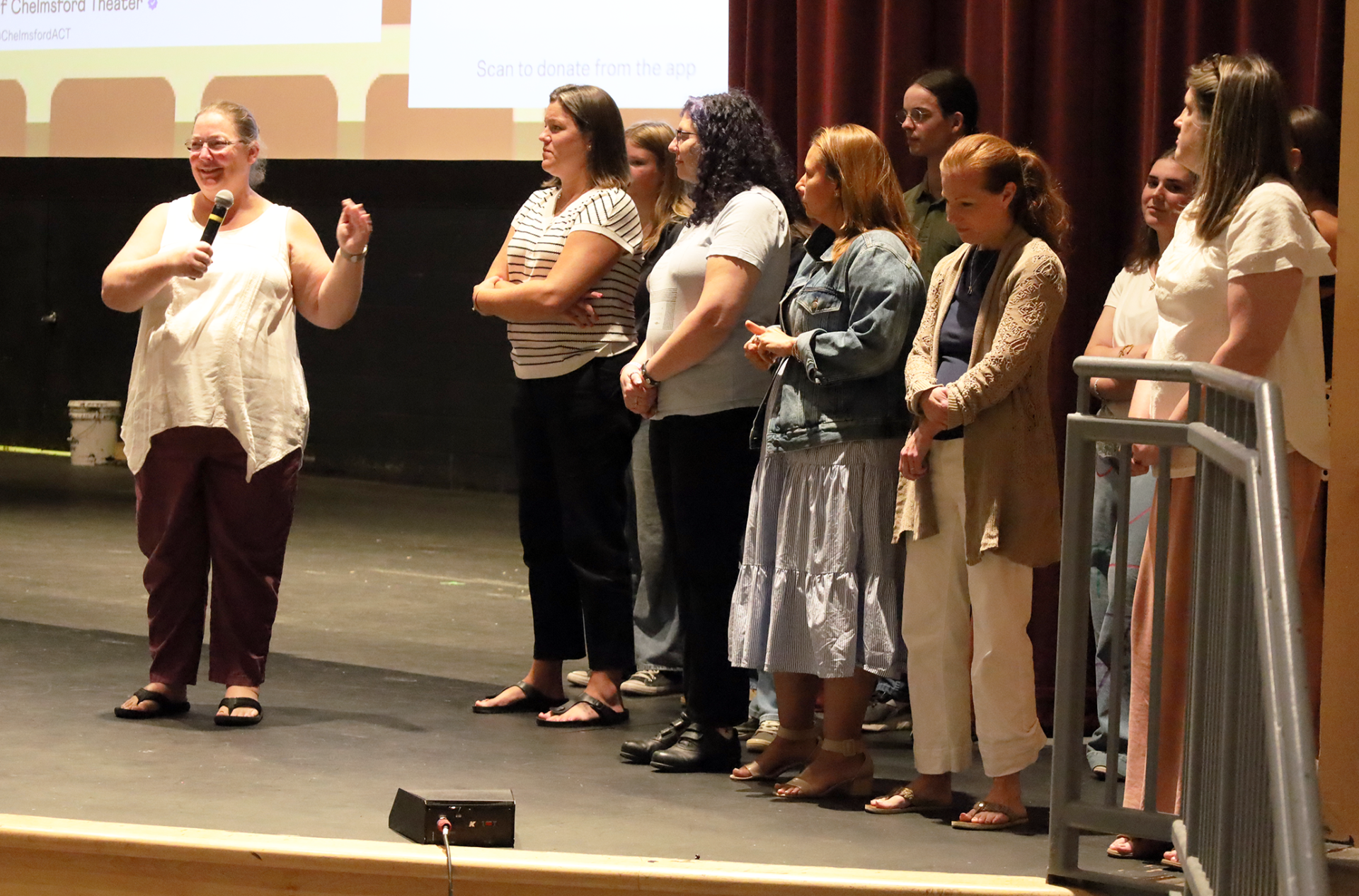 Members of the Association of Chelmsford Theater (ACT) introduce themselves during the CHS Theatre Guild's Open House on Wednesday, Sept. 2, 2026.
